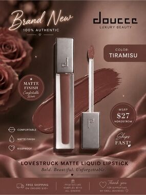 Doucce Matte Liquid Lipstick — Tiramisu /Burgundy/Brown